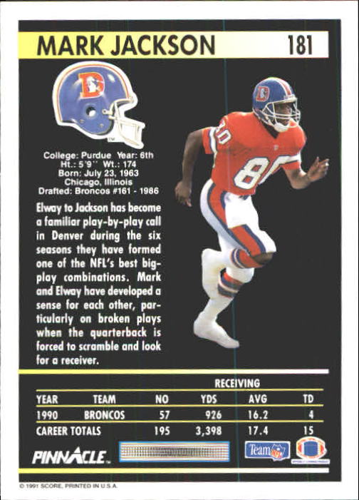 A7088- 1991 Pinnacle FB Card #s 1-250 +Rookies -You Pick- 15+ FREE US SHIP - Picture 359 of 497