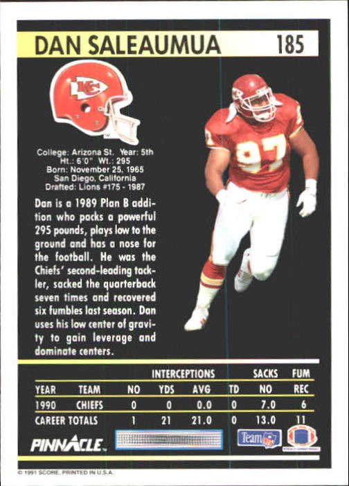 A7088- 1991 Pinnacle FB Card #s 1-250 +Rookies -You Pick- 15+ FREE US SHIP - Picture 367 of 497
