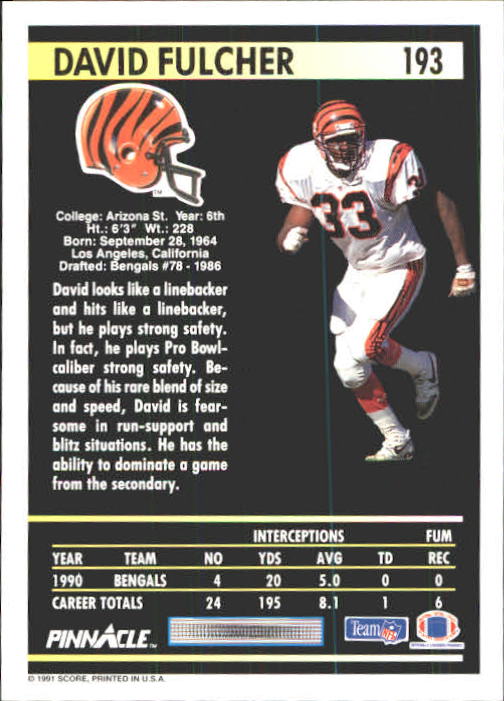 A7088- 1991 Pinnacle FB Card #s 1-250 +Rookies -You Pick- 15+ FREE US SHIP - Picture 383 of 497