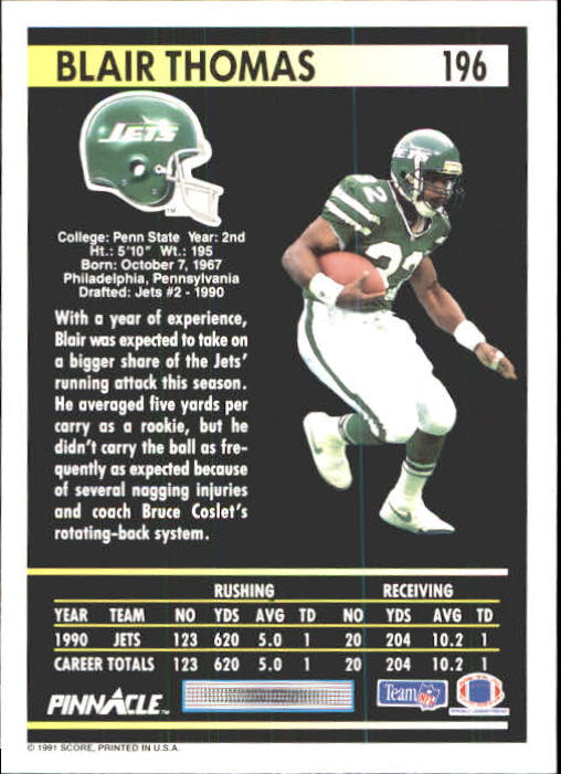 A7088- 1991 Pinnacle FB Card #s 1-250 +Rookies -You Pick- 15+ FREE US SHIP - Picture 389 of 497