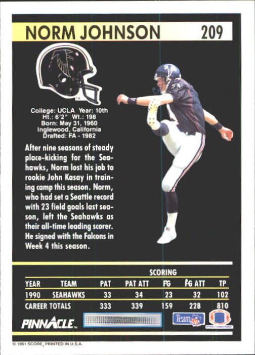 A7088- 1991 Pinnacle FB Card #s 1-250 +Rookies -You Pick- 15+ FREE US SHIP - Picture 415 of 497