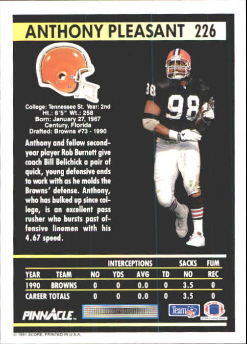 A7088- 1991 Pinnacle FB Card #s 1-250 +Rookies -You Pick- 15+ FREE US SHIP - Picture 449 of 497