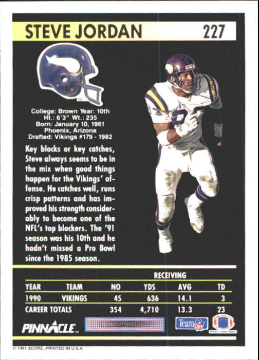 A7088- 1991 Pinnacle FB Card #s 1-250 +Rookies -You Pick- 15+ FREE US SHIP - Picture 451 of 497