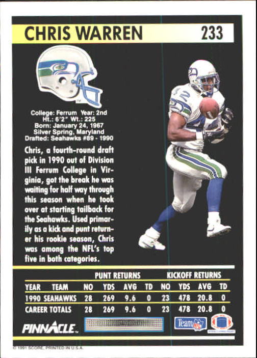 A7088- 1991 Pinnacle FB Card #s 1-250 +Rookies -You Pick- 15+ FREE US SHIP - Picture 463 of 497