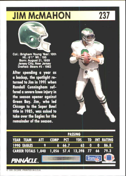 A7088- 1991 Pinnacle FB Card #s 1-250 +Rookies -You Pick- 15+ FREE US SHIP - Picture 471 of 497