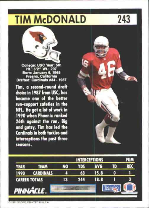 A7088- 1991 Pinnacle FB Card #s 1-250 +Rookies -You Pick- 15+ FREE US SHIP - Picture 483 of 497