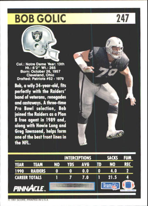 A7088- 1991 Pinnacle FB Card #s 1-250 +Rookies -You Pick- 15+ FREE US SHIP - Picture 491 of 497