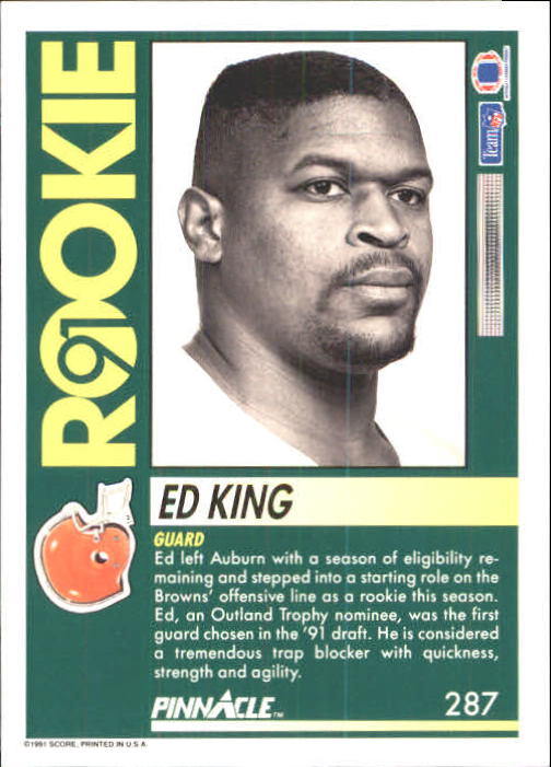 1991 Pinnacle #287 Ed King RC back image