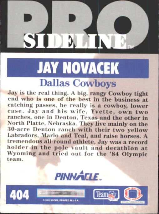 1991 Pinnacle #404 Jay Novacek SIDE back image