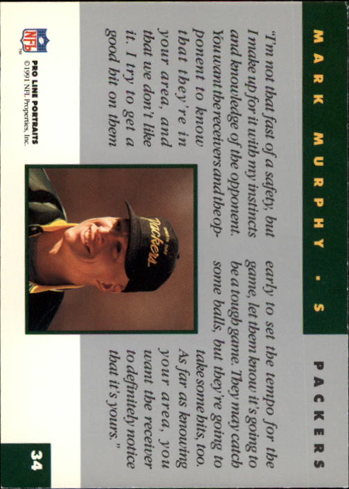 1991 Pro Line Portraits #34 Mark Murphy back image