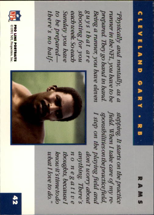 1991 Pro Line Portraits #42 Cleveland Gary back image