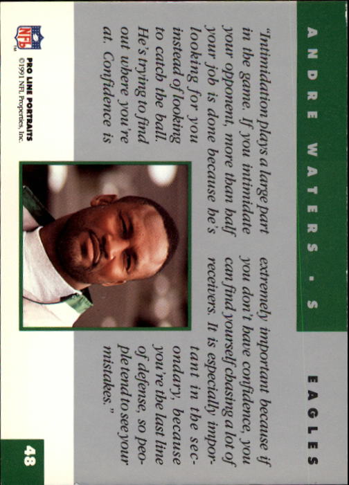 1991 Pro Line Portraits #48 Andre Waters back image