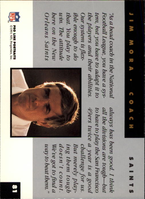 1991 Pro Line Portraits #81 Jim Mora CO back image