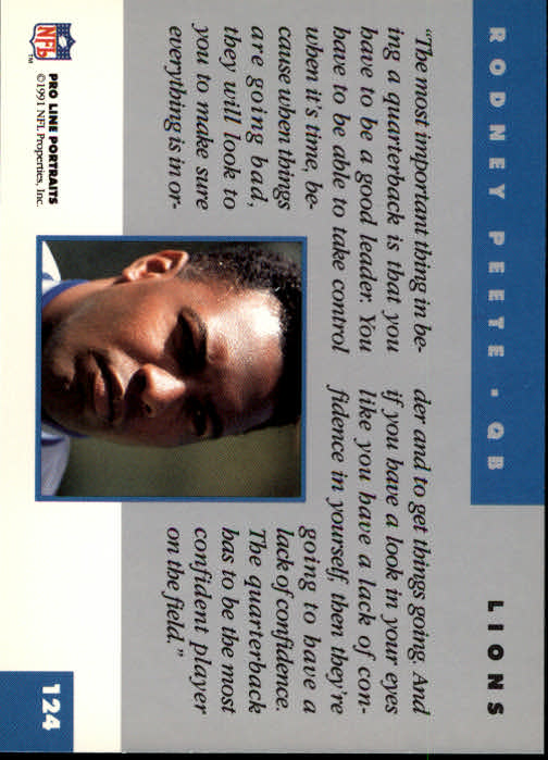 1991 Pro Line Portraits #124 Rodney Peete back image