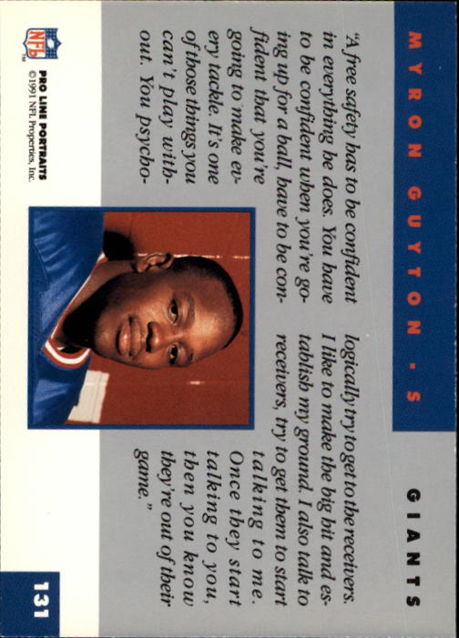 1991 Pro Line Portraits #131 Myron Guyton back image