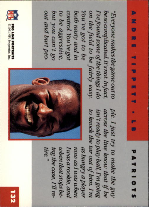 1991 Pro Line Portraits #132 Andre Tippett back image