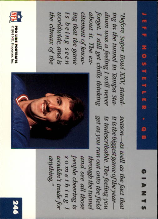 1991 Pro Line Portraits #246 Jeff Hostetler back image