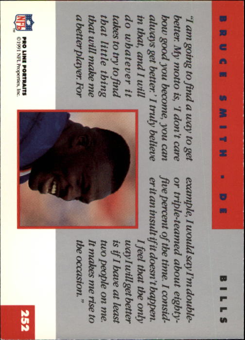 1991 Pro Line Portraits #252 Bruce Smith back image