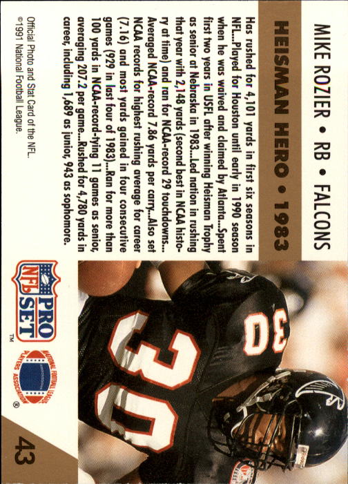 1991 Pro Set #43 Mike Rozier HH back image