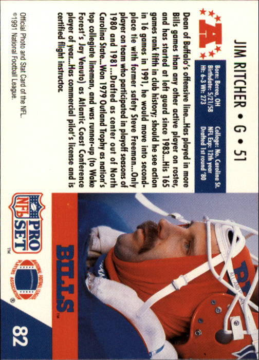 1991 Pro Set #82 Jim Ritcher back image