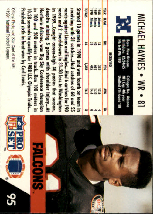 1991 Pro Set #95 Michael Haynes back image
