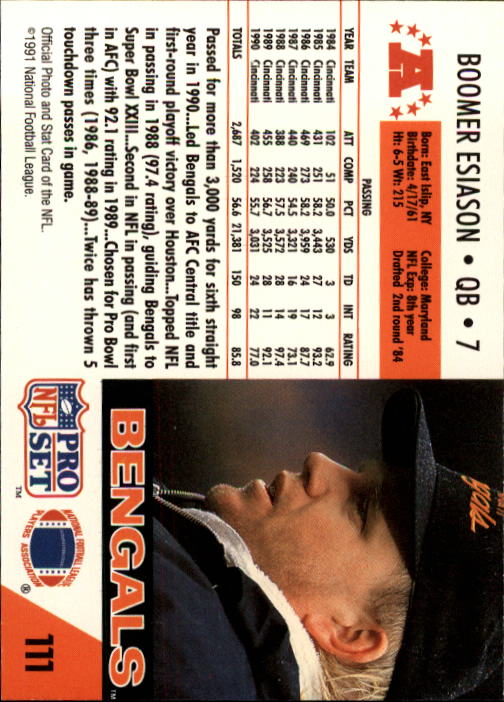 1991 Pro Set #111 Boomer Esiason back image