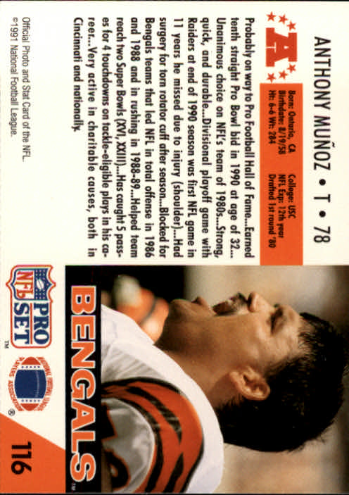 1991 Pro Set #116 Anthony Munoz back image