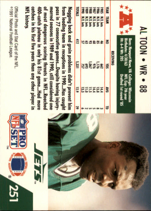 1991 Pro Set #251 Al Toon back image