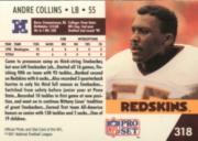1991 Pro Set #318B Andre Collins/(No NFLPA logo on back) back image