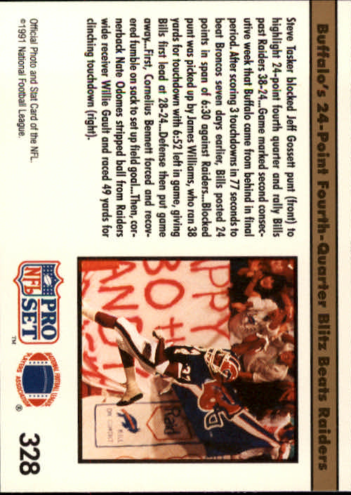 1991 Pro Set #328A Steve Tasker REP/(NFLPA logo on back) back image