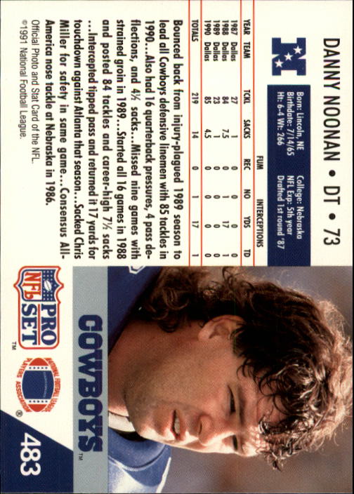 1991 Pro Set #483 Danny Noonan back image