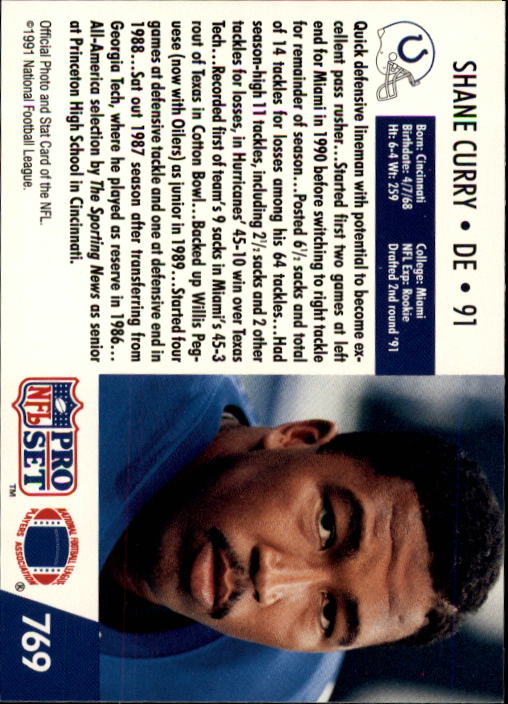 1991 Pro Set #769 Shane Curry back image