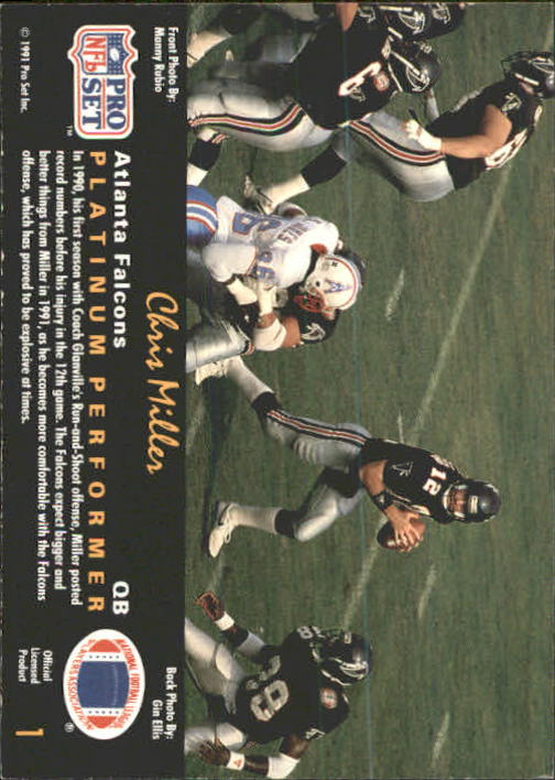 1991 Pro Set Platinum #1 Chris Miller back image