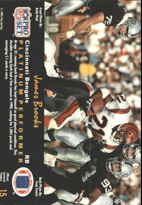 1991 Pro Set Platinum #15 James Brooks back image