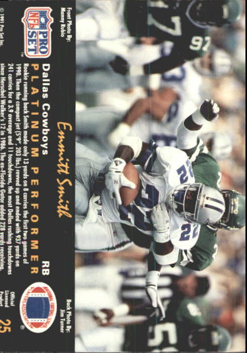 1991 Pro Set Platinum #25 Emmitt Smith back image