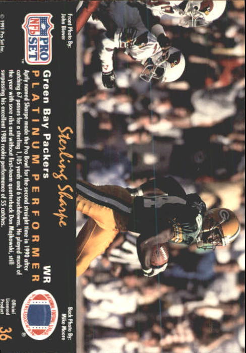 1991 Pro Set Platinum #36 Sterling Sharpe back image