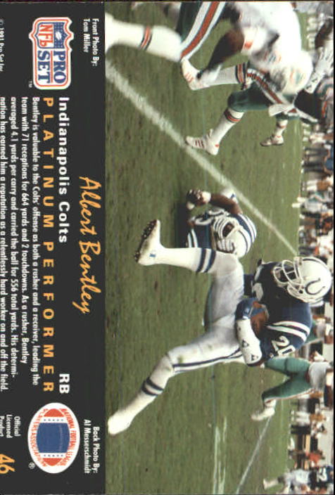 1991 Pro Set Platinum #46 Albert Bentley back image