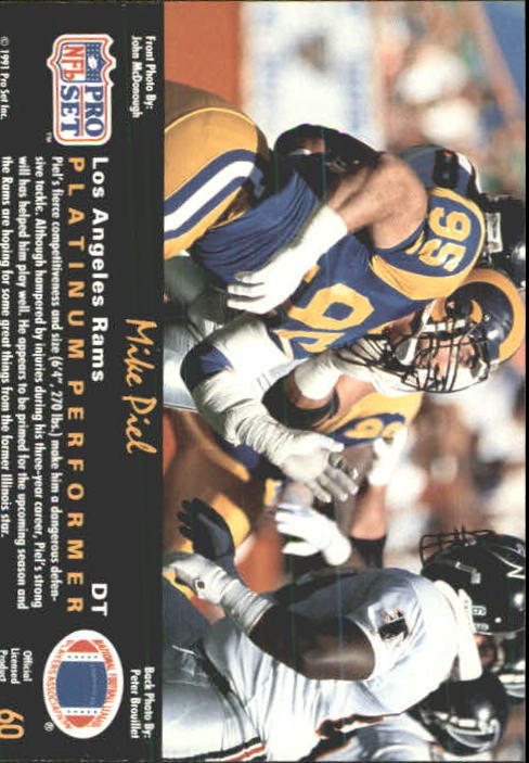 1991 Pro Set Platinum #60 Mike Piel back image
