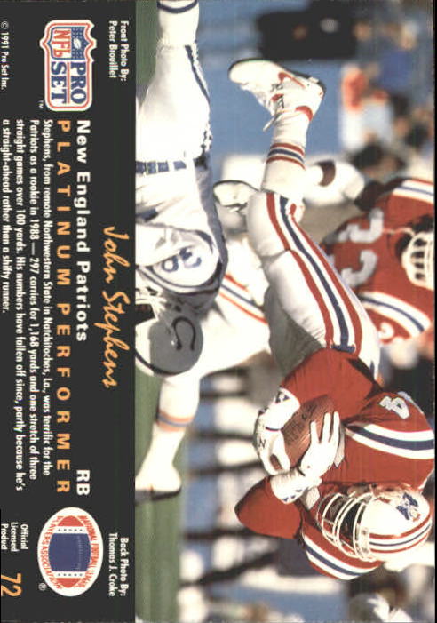 1991 Pro Set Platinum #72 John Stephens back image