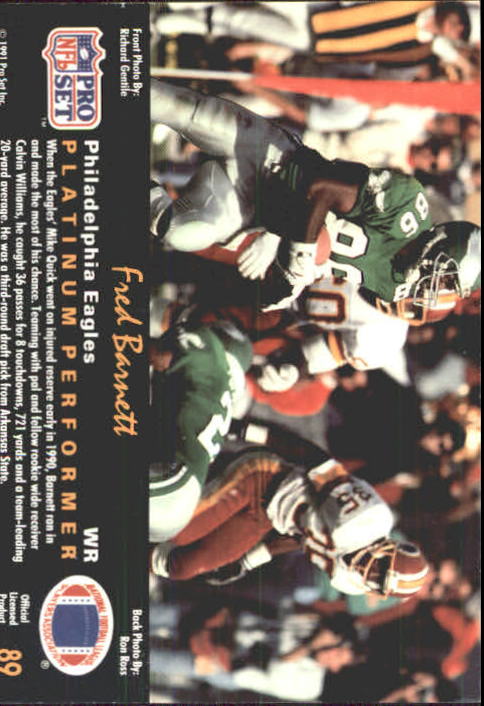 1991 Pro Set Platinum #89 Fred Barnett back image