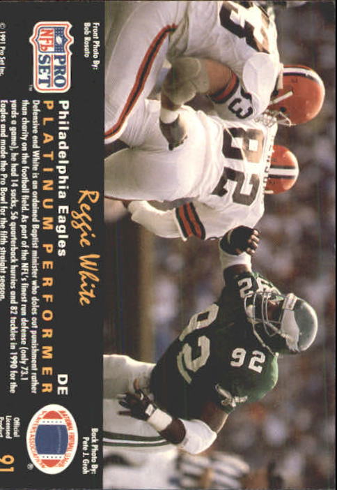 1991 Pro Set Platinum #91 Reggie White back image
