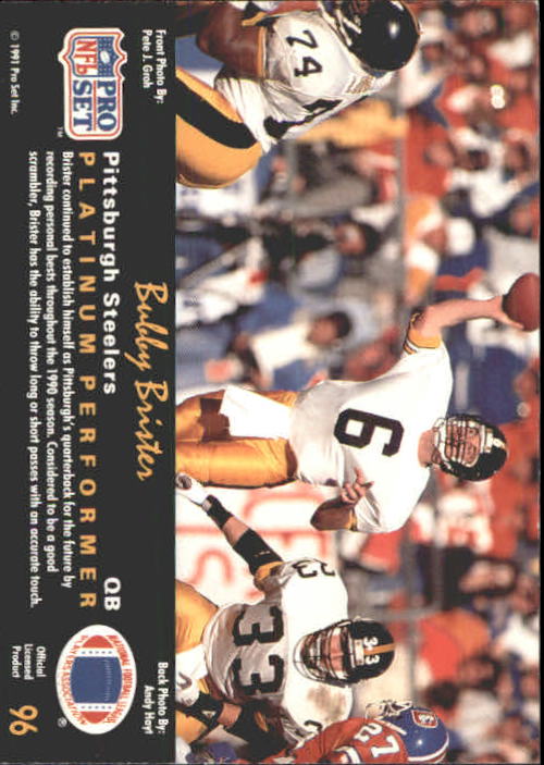 1991 Pro Set Platinum #96 Bubby Brister back image