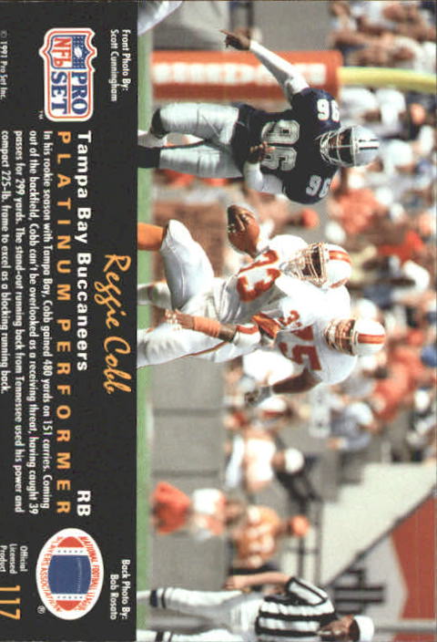 1991 Pro Set Platinum #117 Reggie Cobb back image