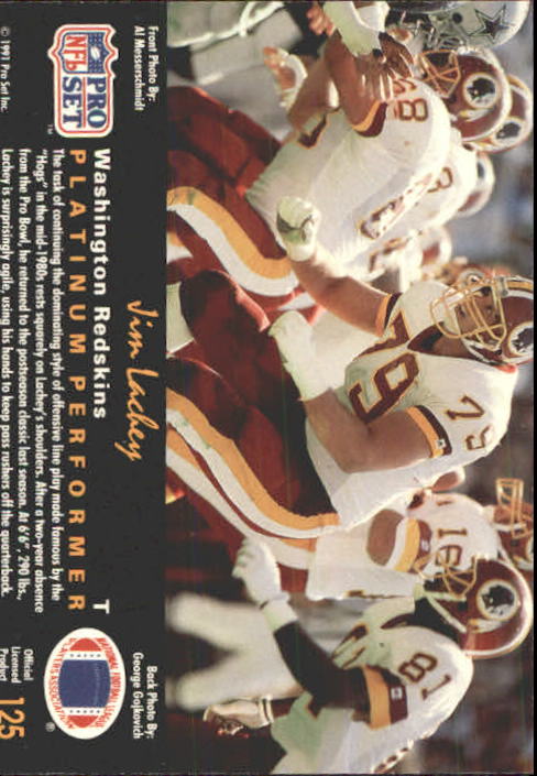 1991 Pro Set Platinum #125 Jim Lachey back image