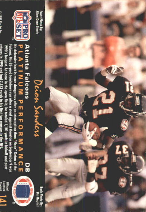 1991 Pro Set Platinum #141 Deion Sanders PP back image