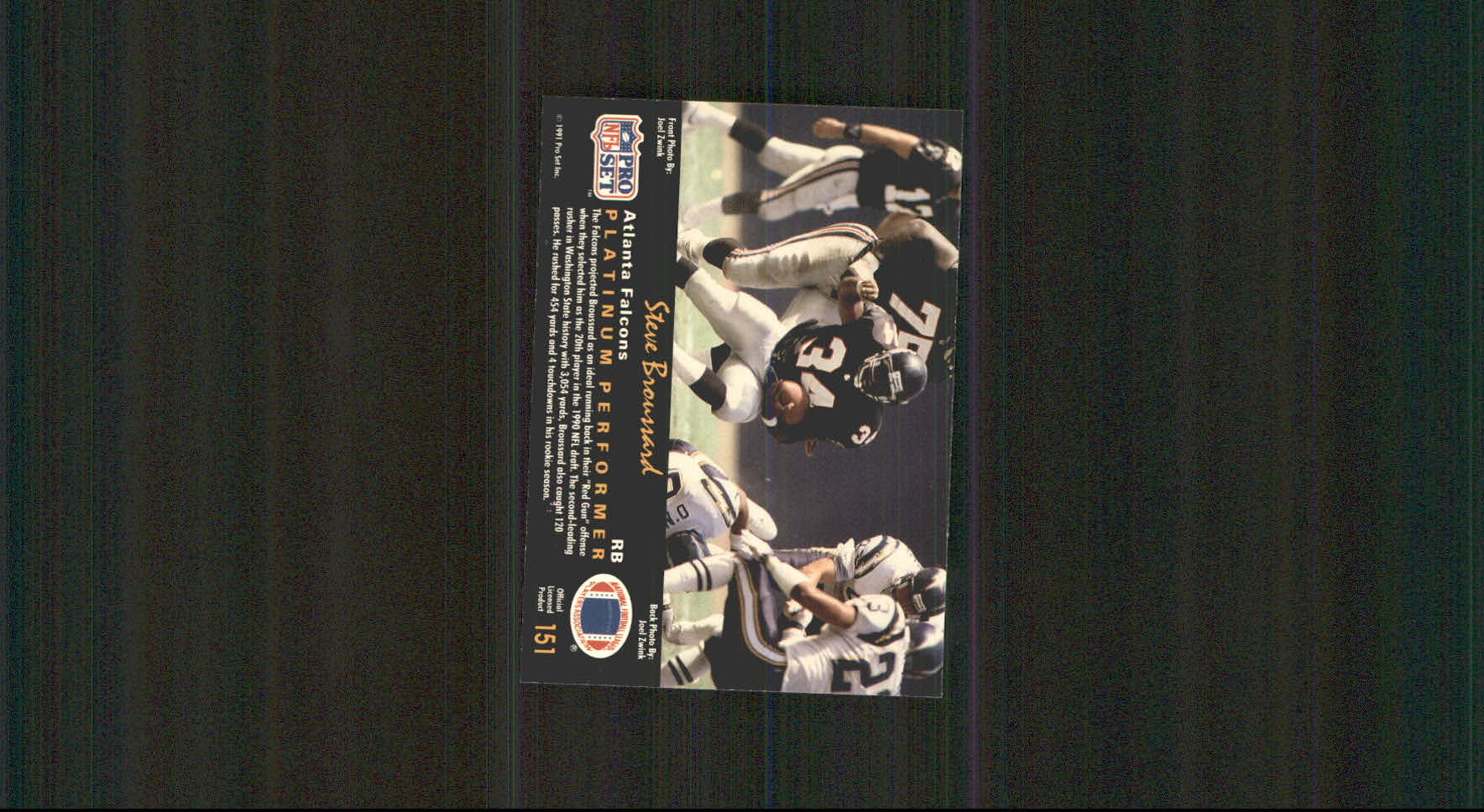1991 Pro Set Platinum #151 Steve Broussard back image