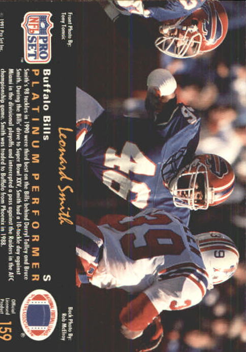 1991 Pro Set Platinum #159 Leonard Smith back image