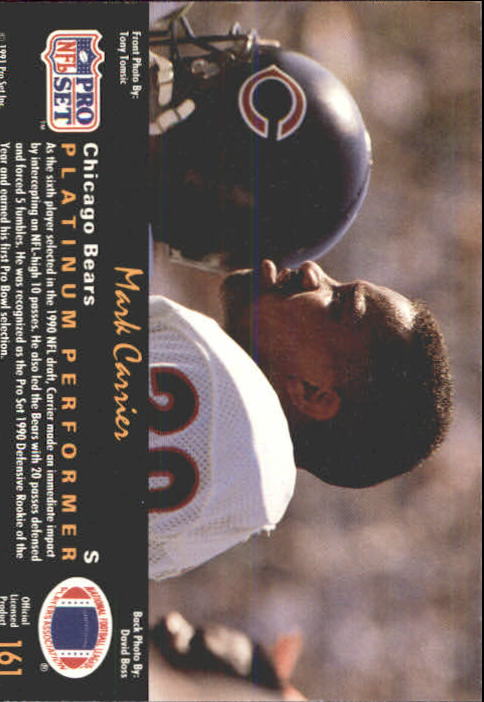 1991 Pro Set Platinum #161 Mark Carrier DB back image