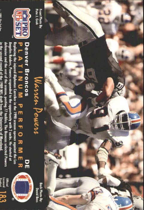 1991 Pro Set Platinum #183 Warren Powers back image
