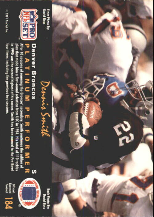 1991 Pro Set Platinum #184 Dennis Smith back image